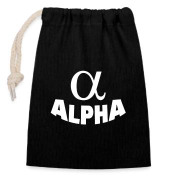 Alpha - Closable cotton gift bag (14x20cm) - black - Front
