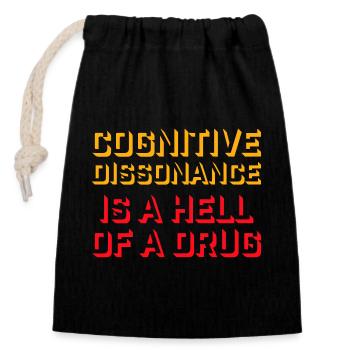 La dissonance cognitive est un sacré dicton. - Sac cadeau en coton avec cordon (14 x 20 cm) - noir - Devant