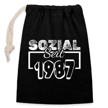 Social 1987 - Sac cadeau en coton avec cordon (14 x 20 cm) - noir - Devant