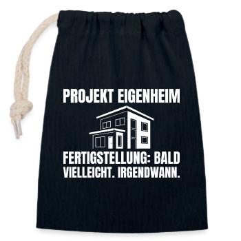 Hausbau Projekt Eigenheim Humor Bauherr - Verschließbarer Geschenkbeutel aus Baumwolle (14x20cm) - Navy - Vorne