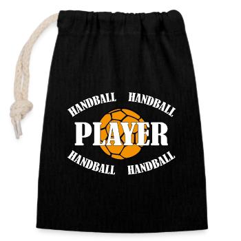 HANDBALL - PLAYER - Verschließbarer Geschenkbeutel aus Baumwolle (14x20cm) - Schwarz - Vorne