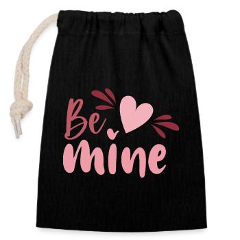 Be Mine Heart Script - Closable cotton gift bag (14x20cm) - black - Front