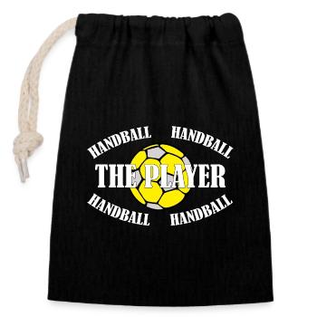 HANDBALL - Verschließbarer Geschenkbeutel aus Baumwolle (14x20cm) - Schwarz - Vorne