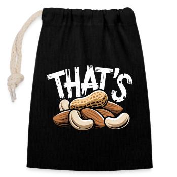 C’EST un drôle de dire de noix avec des amandes à la cacahuète - Sac cadeau en coton avec cordon (14 x 20 cm) - noir - Devant