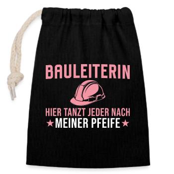 Construction Manager - Everyone dances to my tune here - Closable cotton gift bag (14x20cm) - black - Front