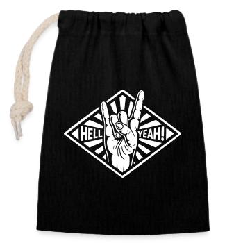 Hell Yeah Hand Gesture - Closable cotton gift bag (14x20cm) - black - Front
