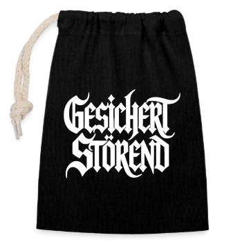 Gesichert Störend - Gothic Schrift - Rebellisch - Verschließbarer Geschenkbeutel aus Baumwolle (14x20cm) - Schwarz - Vorne