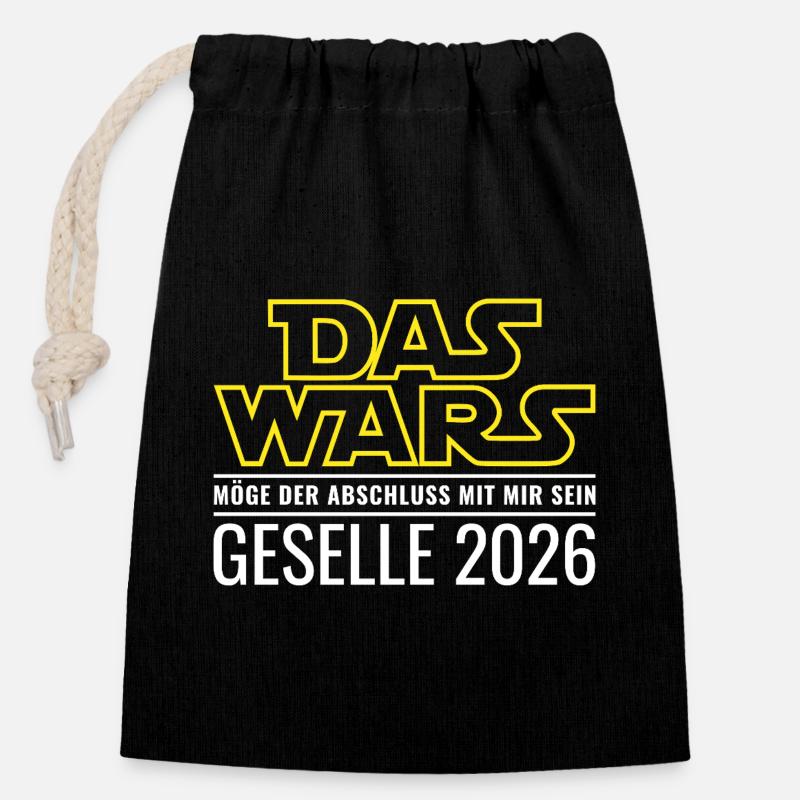 Geselle 2026 Das wars - Verschließbarer Geschenkbeutel aus Baumwolle (14x20cm) - Schwarz