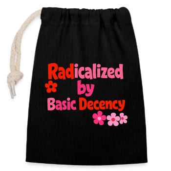 Radical Decency Retro Bloom - Closable cotton gift bag (14x20cm) - black - Front