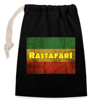 Rastafari - Sac cadeau en coton avec cordon (14 x 20 cm) - noir - Devant