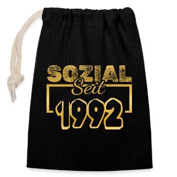 Social 1992 - Sac cadeau en coton avec cordon (14 x 20 cm) - noir - Devant