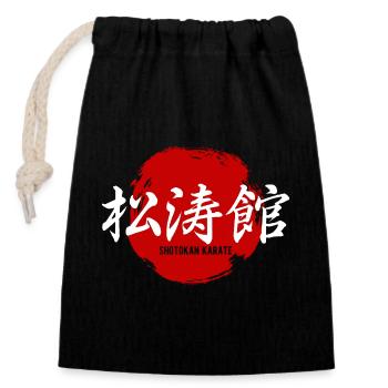 Kanji d’arts martiaux de Karaté Shotokan Japon - Sac cadeau en coton avec cordon (14 x 20 cm) - noir - Devant