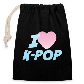 Ich liebe K-Pop - Verschließbarer Geschenkbeutel aus Baumwolle (14x20cm) - Schwarz - Vorne