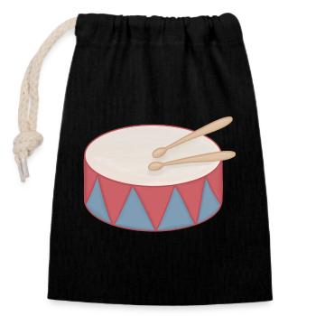 Cartoon Drum with Triangle Decor - Closable cotton gift bag (14x20cm) - black - Front