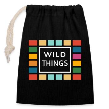 Wild Things Bunte Rahmen - Verschließbarer Geschenkbeutel aus Baumwolle (14x20cm) - Schwarz - Vorne