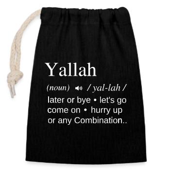 Yallah Arabic defenition - Closable cotton gift bag (14x20cm) - black - Front