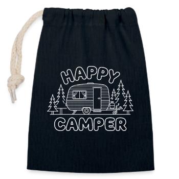 Happy Camper – Caravan Camping Outdoor Design - Closable cotton gift bag (14x20cm) - navy - Front