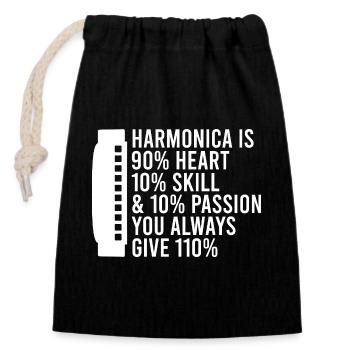Harmonica Musican Heart Skill Passion Harmonica - Closable cotton gift bag (14x20cm) - black - Front
