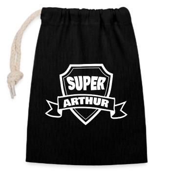 Cadeau pour Arthur - Sac cadeau en coton avec cordon (14 x 20 cm) - noir - Devant