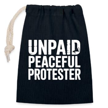 Unpaid Peaceful Protester Activist Saying Demo - Closable cotton gift bag (14x20cm) - navy - Front