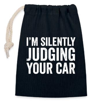 I'm Silently Judging Your Car Typografie - Verschließbarer Geschenkbeutel aus Baumwolle (14x20cm) - Navy - Vorne