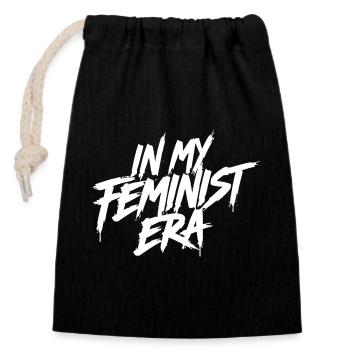 In my Feminist Era white - Closable cotton gift bag (14x20cm) - black - Front