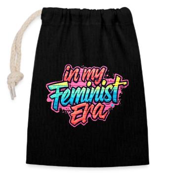 In my Feminist era - Closable cotton gift bag (14x20cm) - black - Front