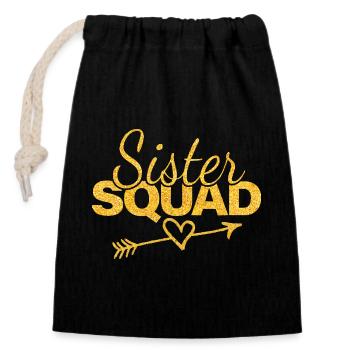 Escouade Sœur Cœur Paillette - Sac cadeau en coton avec cordon (14 x 20 cm) - noir - Devant