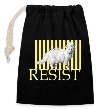 Resist freche Katze Streifen-Punk witzige katze - Verschließbarer Geschenkbeutel aus Baumwolle (14x20cm) - Schwarz - Vorne