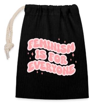 Feminism Is For Everyone - Closable cotton gift bag (14x20cm) - black - Front
