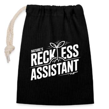 Nature's Reckless Assistant - Closable cotton gift bag (14x20cm) - black - Front