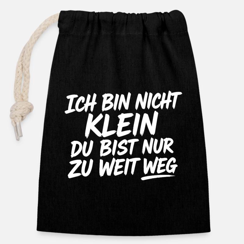 Ich bin nicht klein Spruchshirt - Verschließbarer Geschenkbeutel aus Baumwolle (14x20cm) - Schwarz
