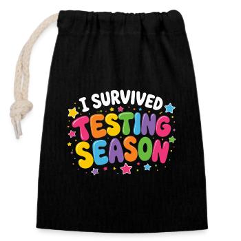 I survived the exam phase School Humor - Closable cotton gift bag (14x20cm) - black - Front
