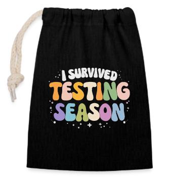 I survived the exam phase School Humor - Closable cotton gift bag (14x20cm) - black - Front