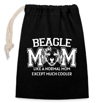 Beagle Mom Dog Lover Cute Puppy Art - Closable cotton gift bag (14x20cm) - black - Front