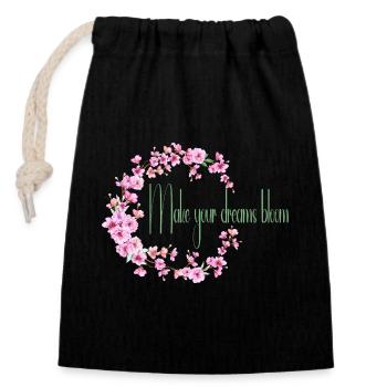 Make your dream bloom - Sac cadeau en coton avec cordon (14 x 20 cm) - noir - Devant