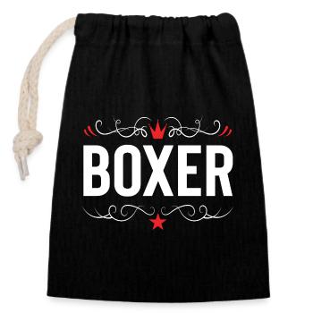 Boxer Boxen Sport - Verschließbarer Geschenkbeutel aus Baumwolle (14x20cm) - Schwarz - Vorne