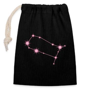 Constellation des Gémeaux Signe du zodiaque rose pastel - Sac cadeau en coton avec cordon (14 x 20 cm) - noir - Devant