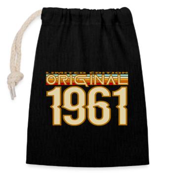 Original 1961 Retro Vintage Tee - Closable cotton gift bag (14x20cm) - black - Front