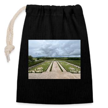 Jardin français du Château de Chambord - Sac cadeau en coton avec cordon (14 x 20 cm) - noir - Devant