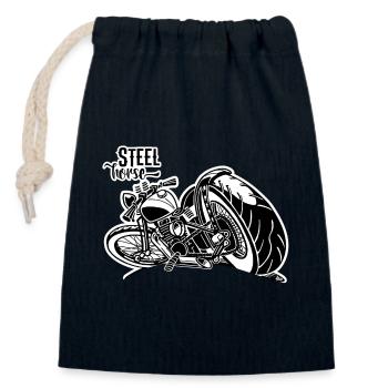 0894 STEEL HORSE - Closable cotton gift bag (14x20cm) - navy - Front