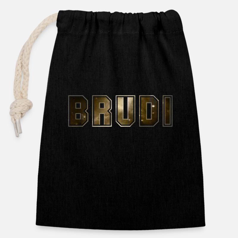 Brudi - Verschließbarer Geschenkbeutel aus Baumwolle (14x20cm) - Schwarz