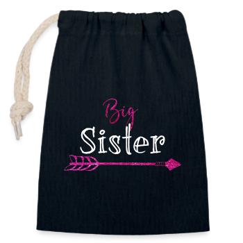 Big Sister Pink Glitter Palette - Closable cotton gift bag (14x20cm) - navy - Front