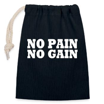 No pain no gain - Sac cadeau en coton avec cordon (14 x 20 cm) - bleu marine - Devant