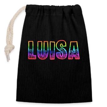 luisa rs regenbogen - Verschließbarer Geschenkbeutel aus Baumwolle (14x20cm) - Schwarz - Vorne