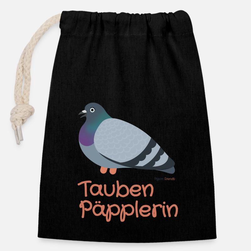 Taube päppeln - Pigeon Heros - Verschließbarer Geschenkbeutel aus Baumwolle (14x20cm) - Schwarz