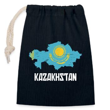 Kazakhstan Graphique - Sac cadeau en coton avec cordon (14 x 20 cm) - bleu marine - Devant