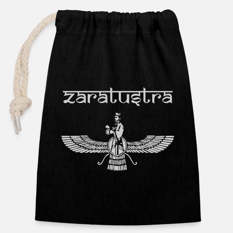 Zaratustra Farvahar - Verschließbarer Geschenkbeutel aus Baumwolle (14x20cm) - Schwarz