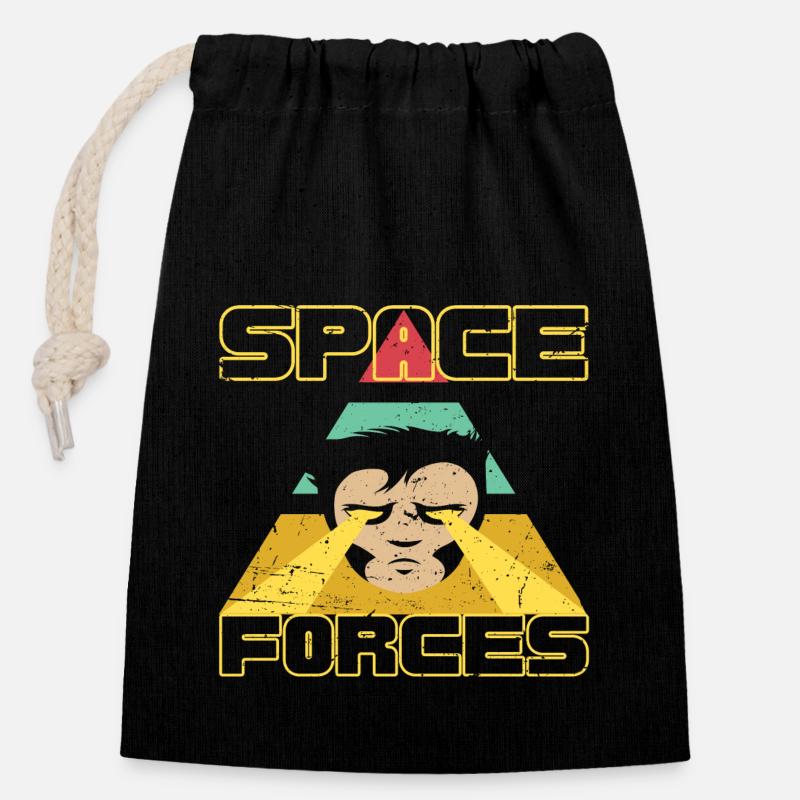 FORCES SPATIALES - Sac cadeau en coton avec cordon (14 x 20 cm) - noir