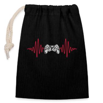 Heartbeat Console Retro Controller - Closable cotton gift bag (14x20cm) - black - Front